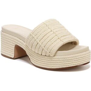 Vince Women's Margo Cord Slip On Slide Sandal Heel Platform White Ivory 9.5